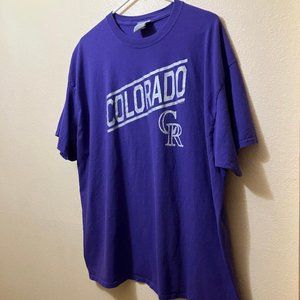 Colorado Rockies Purple Short Sleeve Baseball Logo T-Shirt Adult Size 2XL
